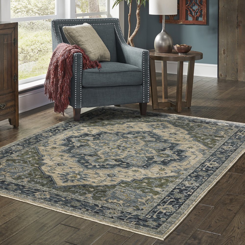 Oriental Weavers Aberdeen 051G1 Blue Vintage Polyester Indoor Area Rectangle Rug (SAK52901)