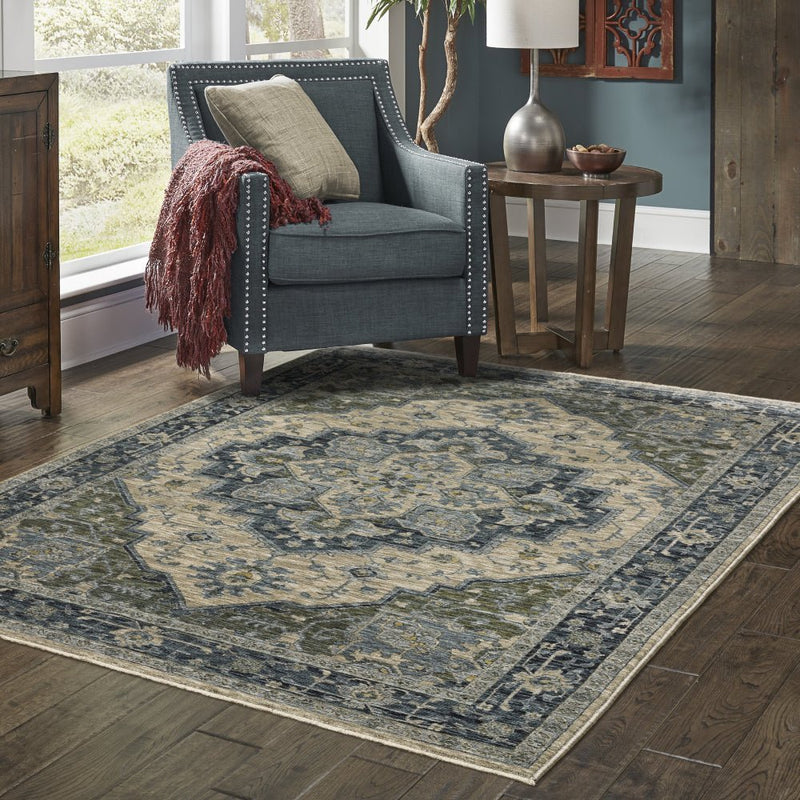 ORIENTAL WEAVERS Aberdeen 051G1 Blue Vintage Polyester Indoor Area Rectangle Rug (SAK52901)
