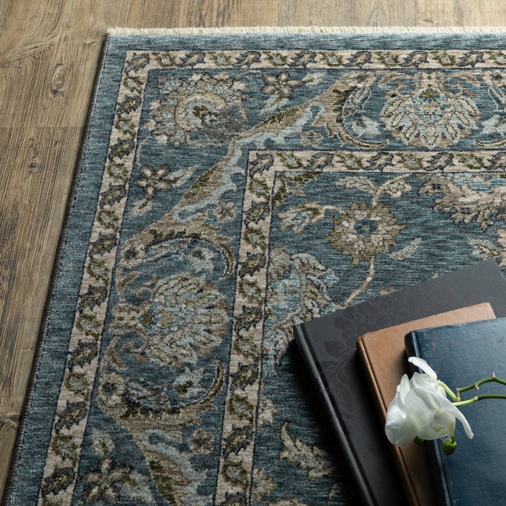 Oriental Weavers Aberdeen 070H1 Blue And Beige Persian Polyester Indoor Area Rectangle Floral Rug (SAK15902)