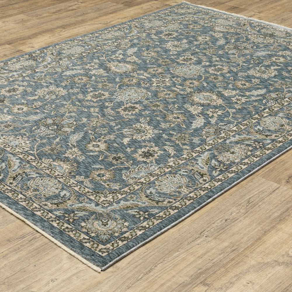 Oriental Weavers Aberdeen 070H1 Blue And Beige Persian Polyester Indoor Area Rectangle Floral Rug (SAK15902)