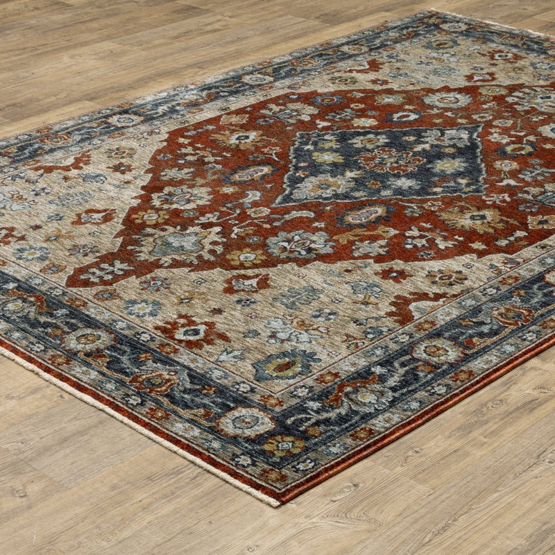 ORIENTAL WEAVERS Aberdeen 1143H Red Medallion Polyester Indoor Area Rectangle Rug (SAK17329)