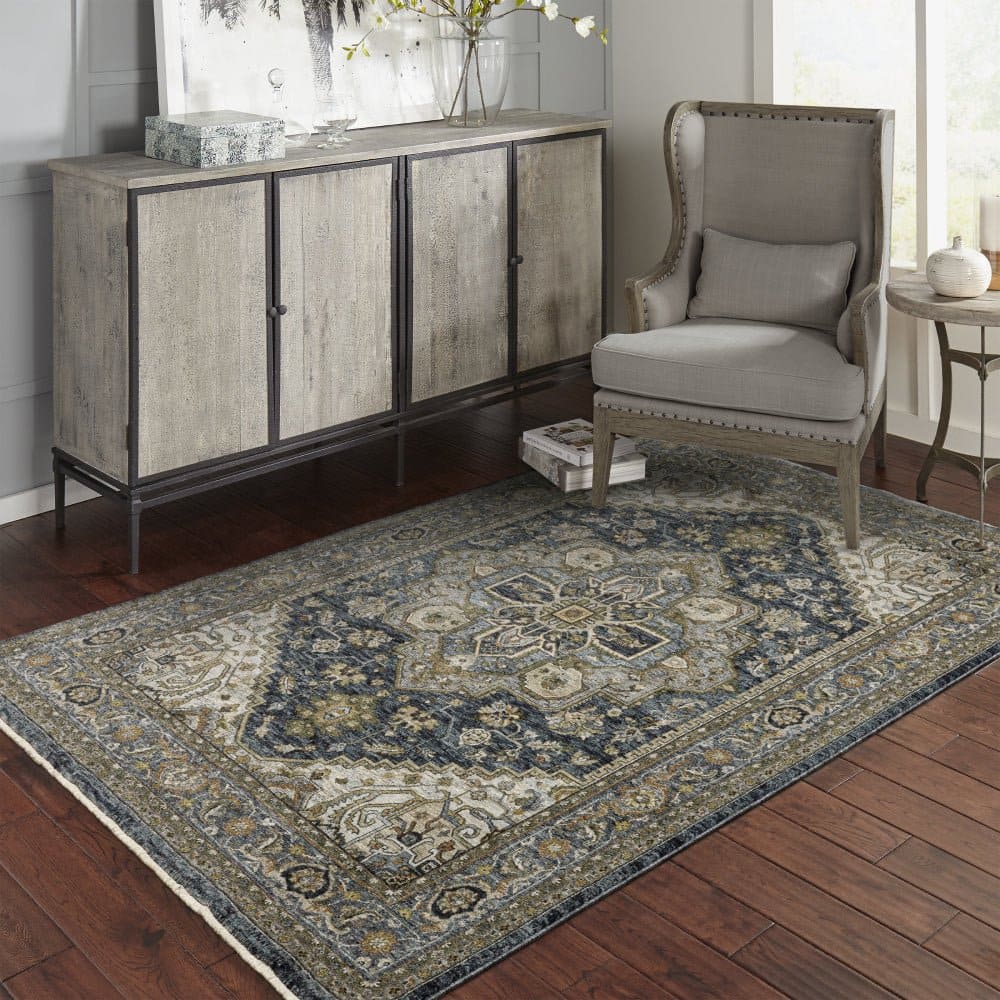 Oriental Weavers Aberdeen 1144Q Blue Persian Medallion Polyester Indoor Area Rectangle Rug (SAK98572)