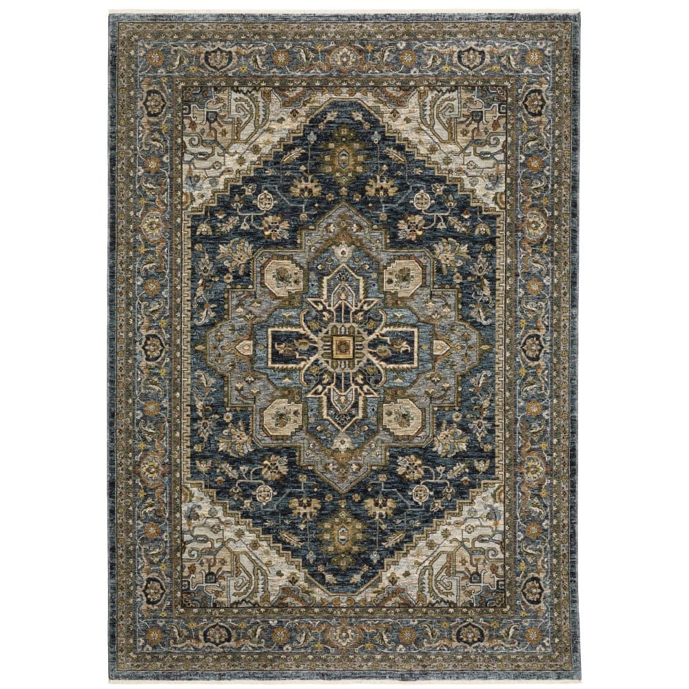 Oriental Weavers Aberdeen 1144Q Blue Persian Medallion Polyester Indoor Area Rectangle Rug (SAK98572)