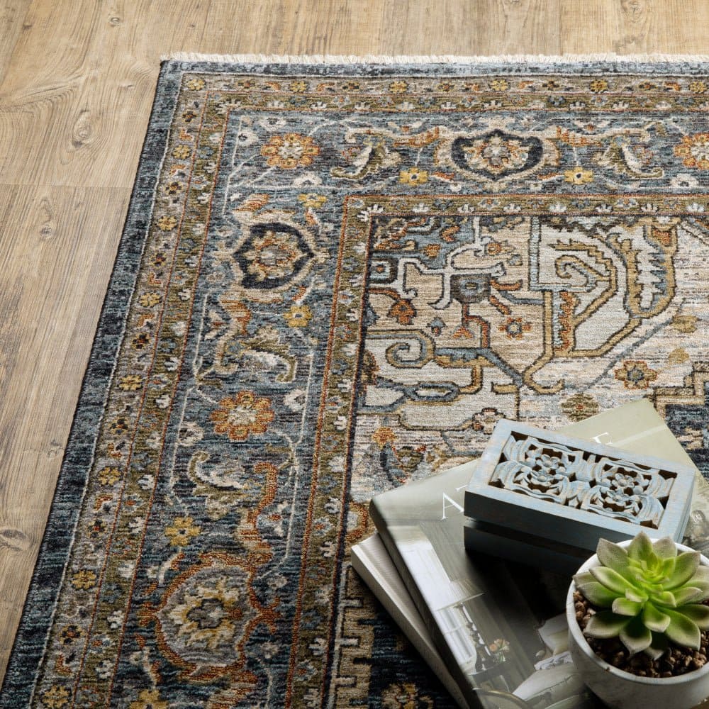 Oriental Weavers Aberdeen 1144Q Blue Persian Medallion Polyester Indoor Area Rectangle Rug (SAK98572)