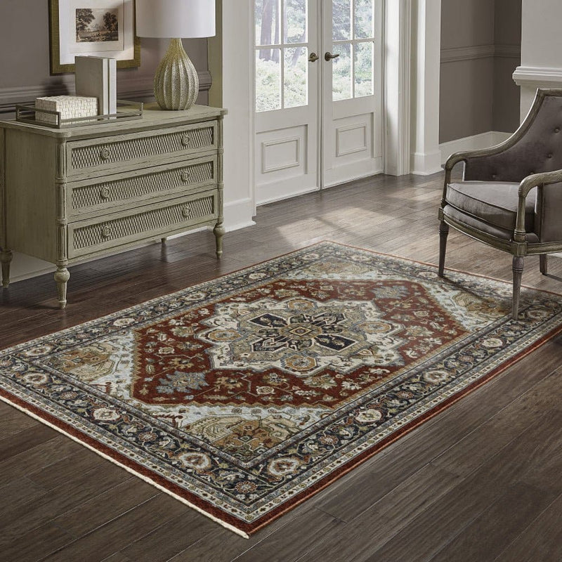 ORIENTAL WEAVERS Aberdeen 1144R Red Traditional Medallion Polyester Indoor Area Rectangle Rug (SAK72513)