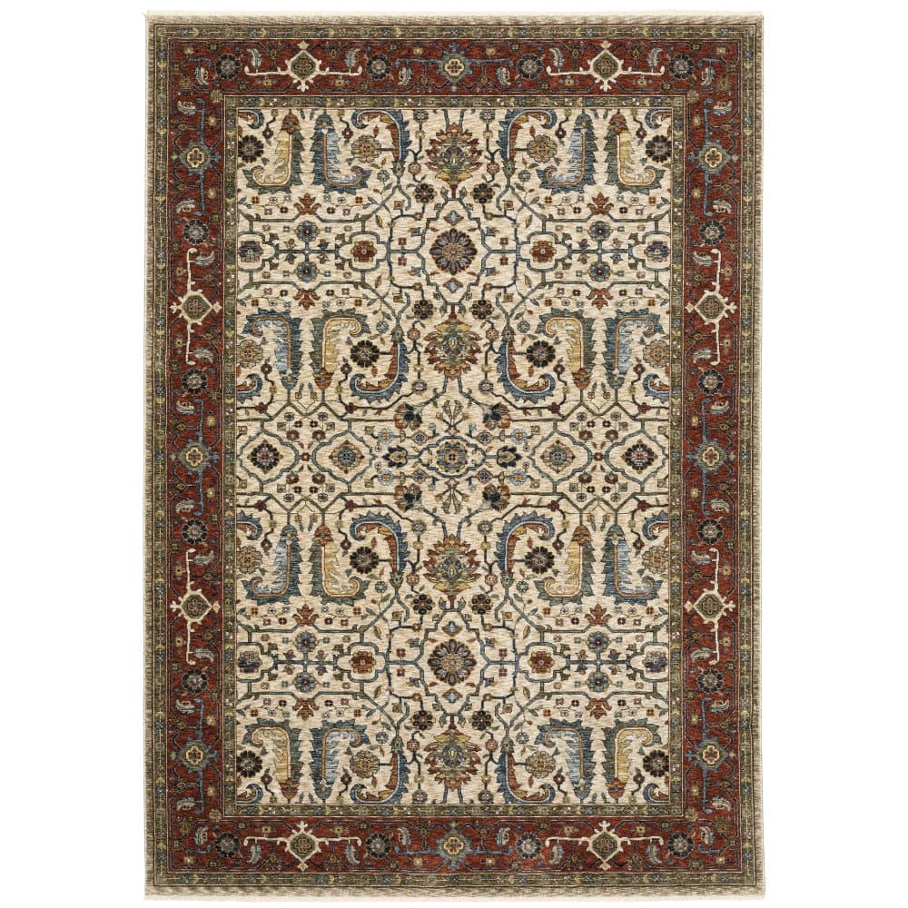 Oriental Weavers Aberdeen 144D1 Ivory Classic Overall Polyester Indoor Area Rectangle Rug (SAK51093)