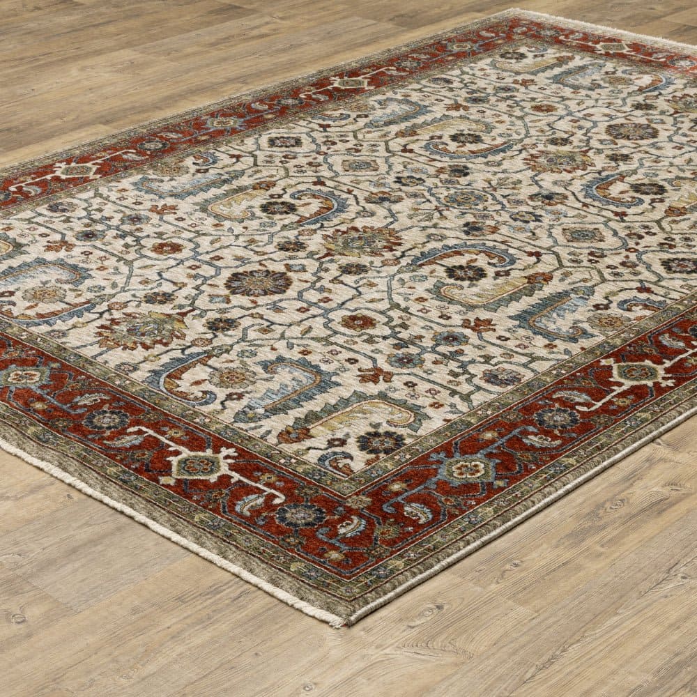 Oriental Weavers Aberdeen 144D1 Ivory Classic Overall Polyester Indoor Area Rectangle Rug (SAK51093)