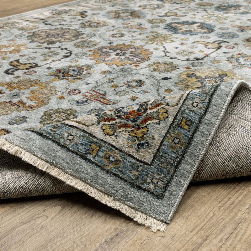 ORIENTAL WEAVERS Aberdeen 561W1 Blue Vintage Medallions Polyester Indoor Area Rectangle Rug (SAK98732)