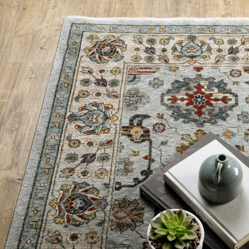 ORIENTAL WEAVERS Aberdeen 561W1 Blue Vintage Medallions Polyester Indoor Area Rectangle Rug (SAK98732)