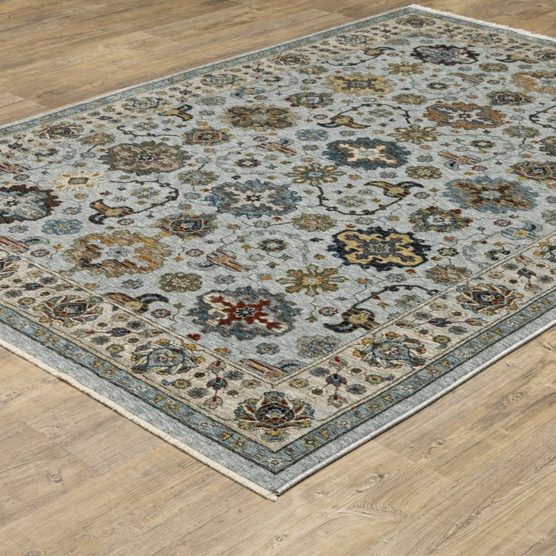 ORIENTAL WEAVERS Aberdeen 561W1 Blue Vintage Medallions Polyester Indoor Area Rectangle Rug (SAK98732)