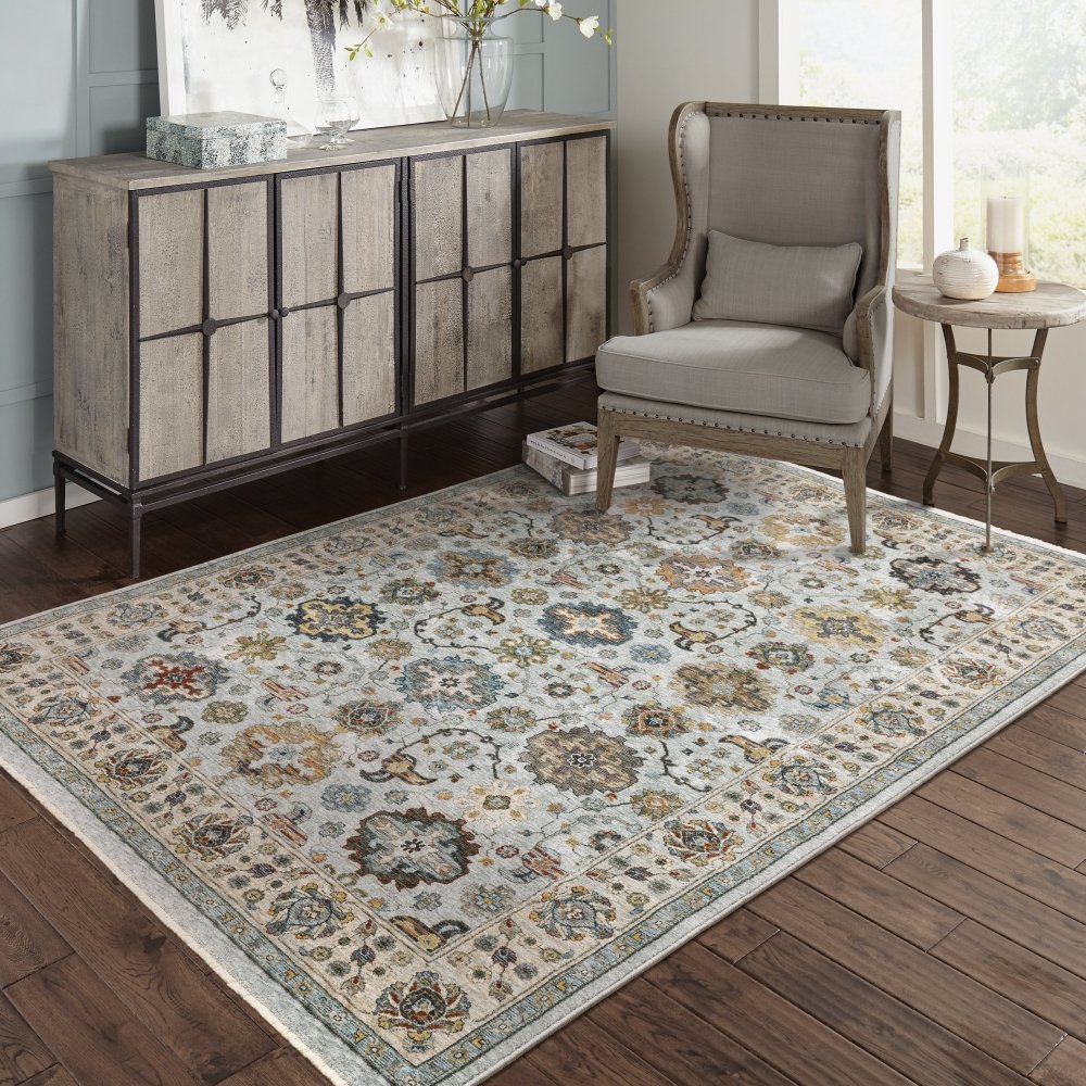 Oriental Weavers Aberdeen 561W1 Blue Vintage Medallions Polyester Indoor Area Rectangle Rug (SAK98732)