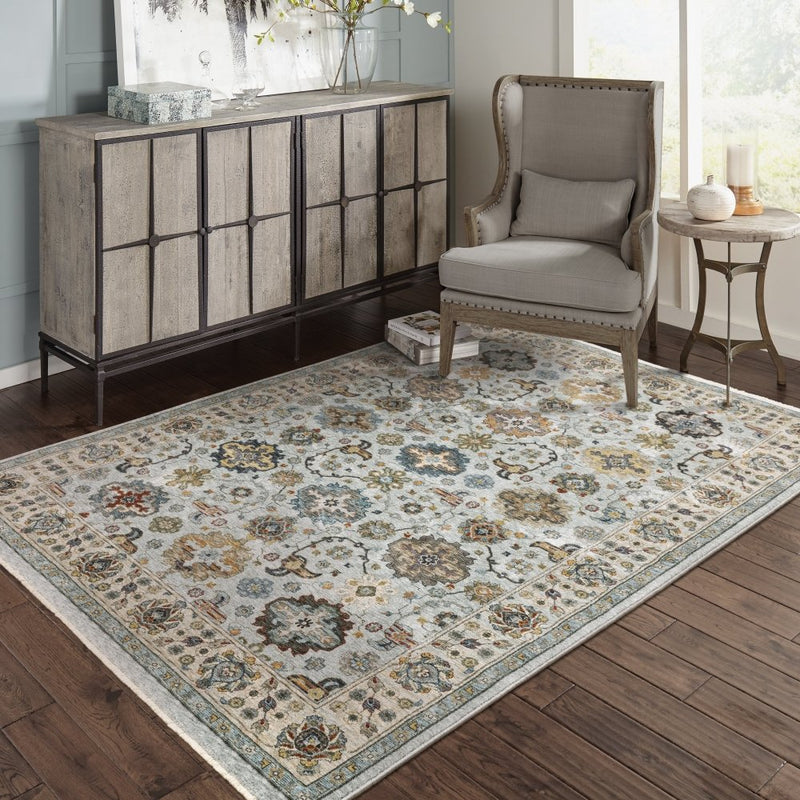 ORIENTAL WEAVERS Aberdeen 561W1 Blue Vintage Medallions Polyester Indoor Area Rectangle Rug (SAK98732)