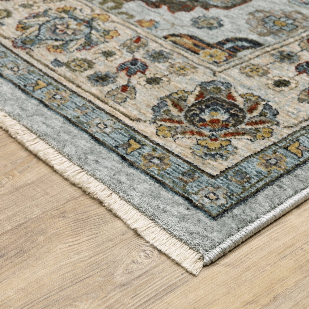 Oriental Weavers Aberdeen 561W1 Blue Vintage Medallions Polyester Indoor Area Rectangle Rug (SAK98732)