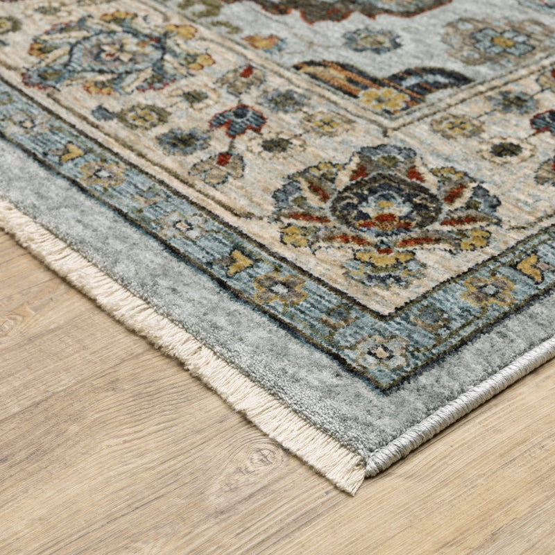 ORIENTAL WEAVERS Aberdeen 561W1 Blue Vintage Medallions Polyester Indoor Area Rectangle Rug (SAK98732)