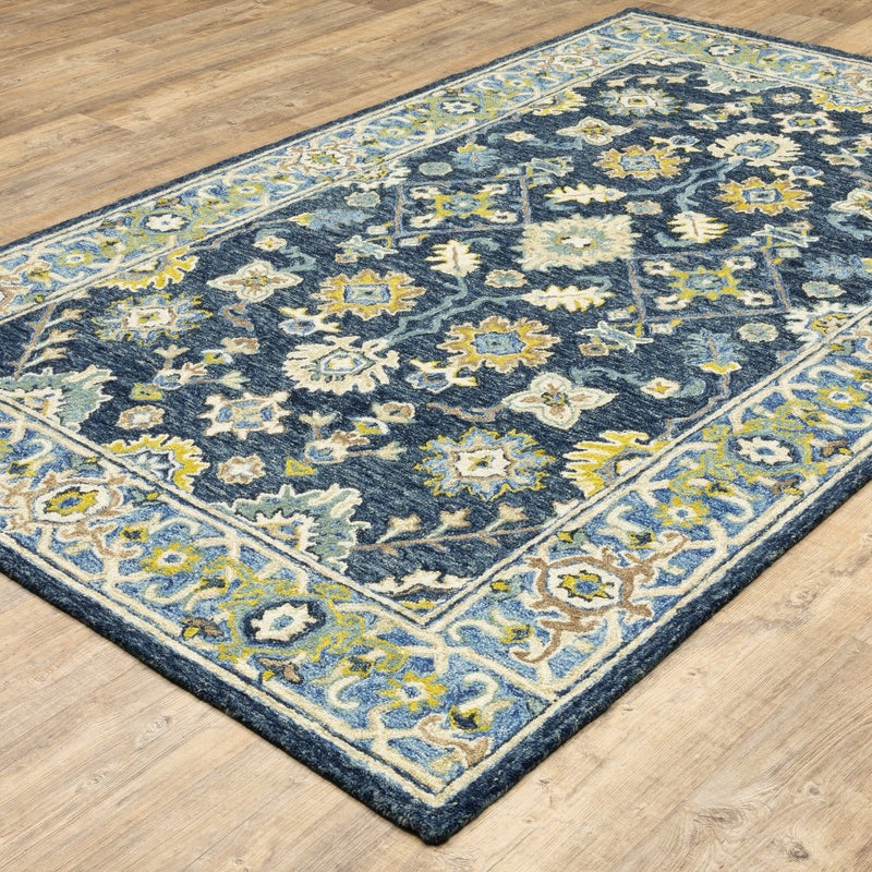 ORIENTAL WEAVERS Alfresco 28405 Traditional Oriental Wool Indoor Area Rectangle Rug In Navy (SAK30174)