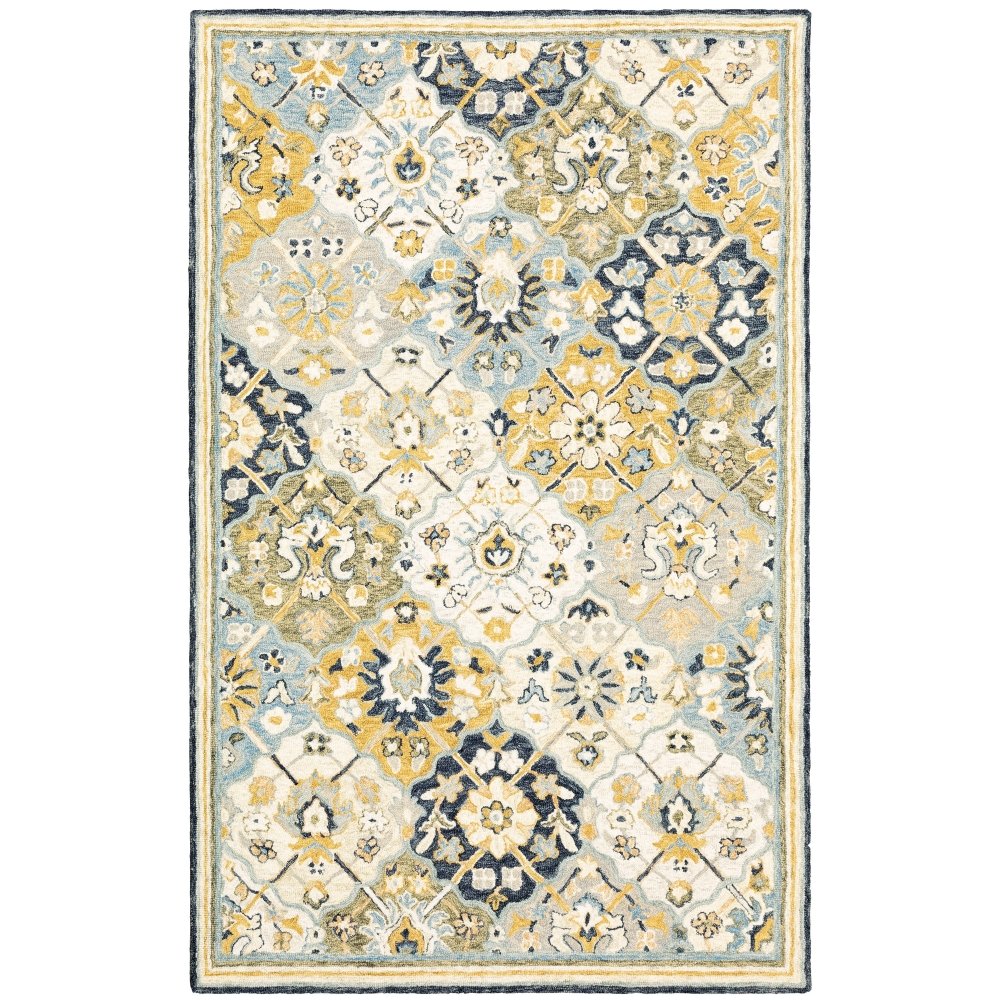 Oriental Weavers Alfresco 28406 Vintage Geometric Wool Indoor Area Rectangle Rug In Navy (SAK08571)