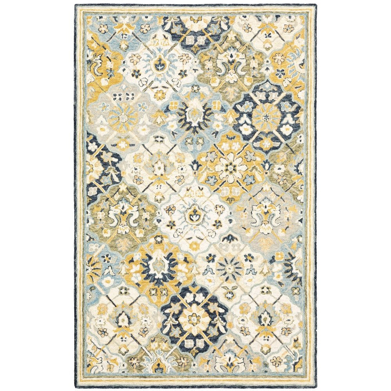 ORIENTAL WEAVERS Alfresco 28406 Vintage Geometric Wool Indoor Area Rectangle Rug In Navy (SAK08571)