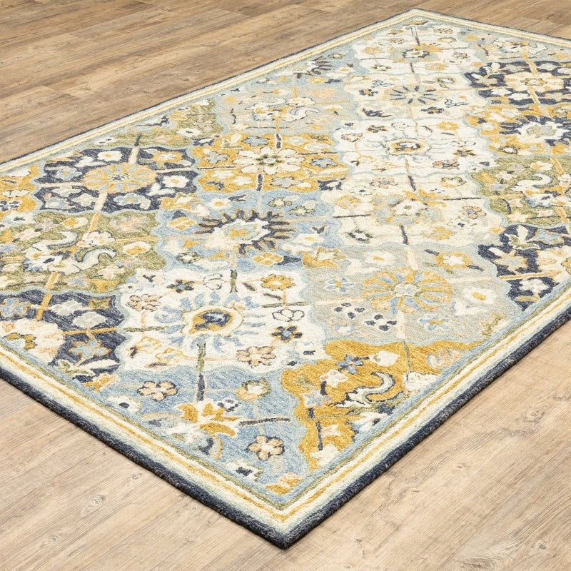 ORIENTAL WEAVERS Alfresco 28406 Vintage Geometric Wool Indoor Area Rectangle Rug In Navy (SAK08571)