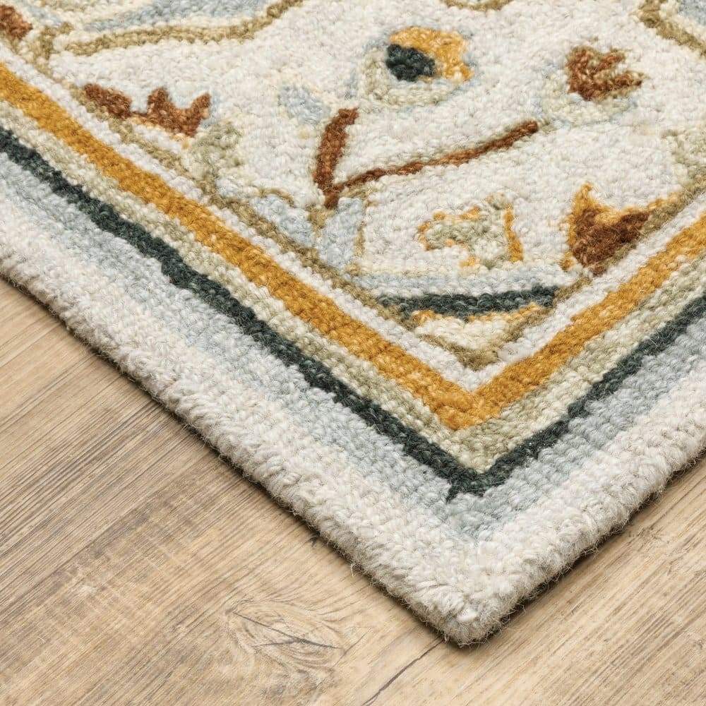 Oriental Weavers Alfresco 28407 Ivory Bohemian Medallion Wool Indoor Area Rectangle Rug In Navy (SAK08572)