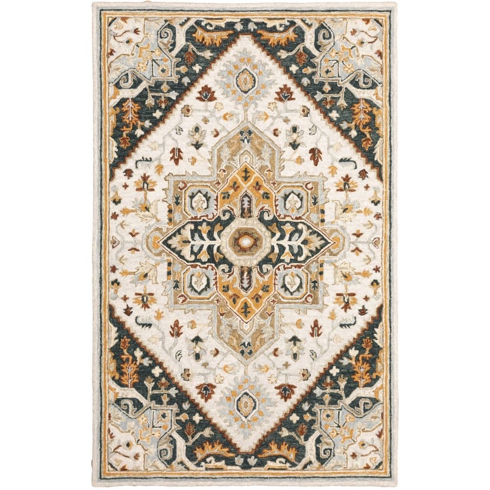 Oriental Weavers Alfresco 28407 Ivory Bohemian Medallion Wool Indoor Area Rectangle Rug In Navy (SAK08572)
