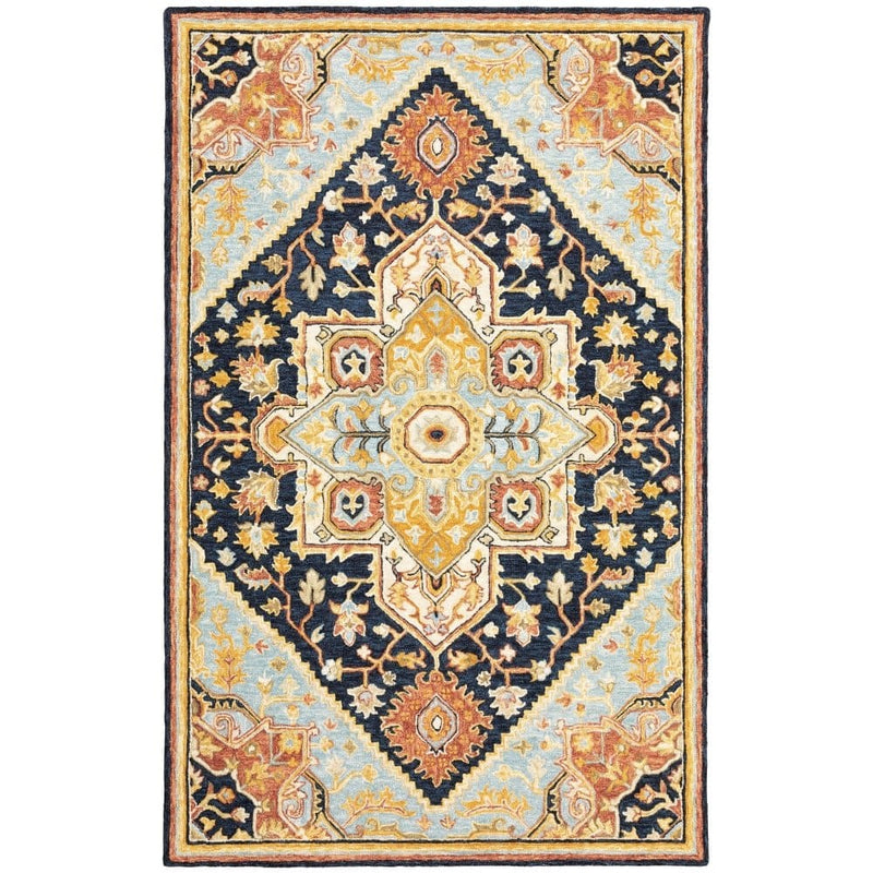 ORIENTAL WEAVERS Alfresco 28408 Navy Vintage Medallion Wool Indoor Area Rectangle Rug (SAK41813)