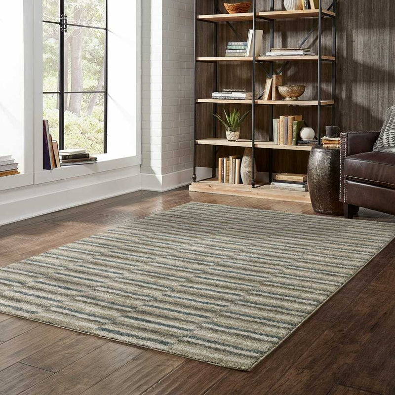 ORIENTAL WEAVERS Alton 5502D Teal Industrial Geometric Polyester Indoor Area Rug (SAK56301)