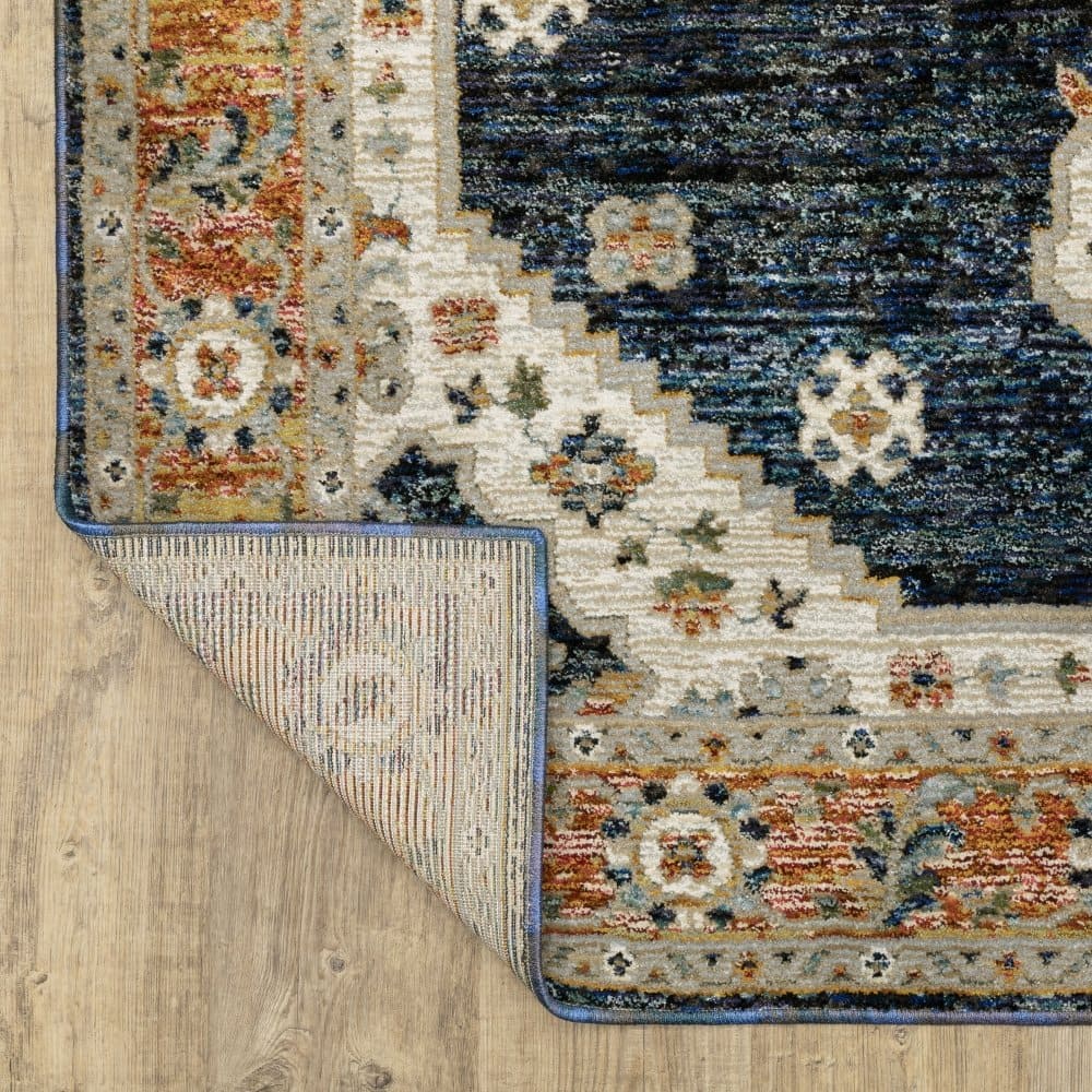 Oriental Weavers Andorra 2281E Blue Bohemian Medallion Nylon Indoor Area Rectangle Rug (SAK17309)