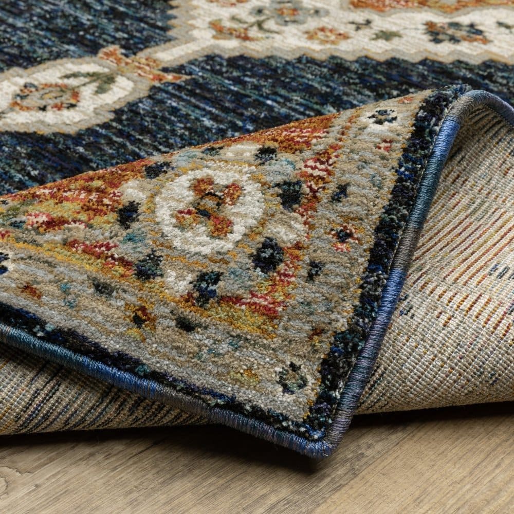 Oriental Weavers Andorra 2281E Blue Bohemian Medallion Nylon Indoor Area Rectangle Rug (SAK17309)