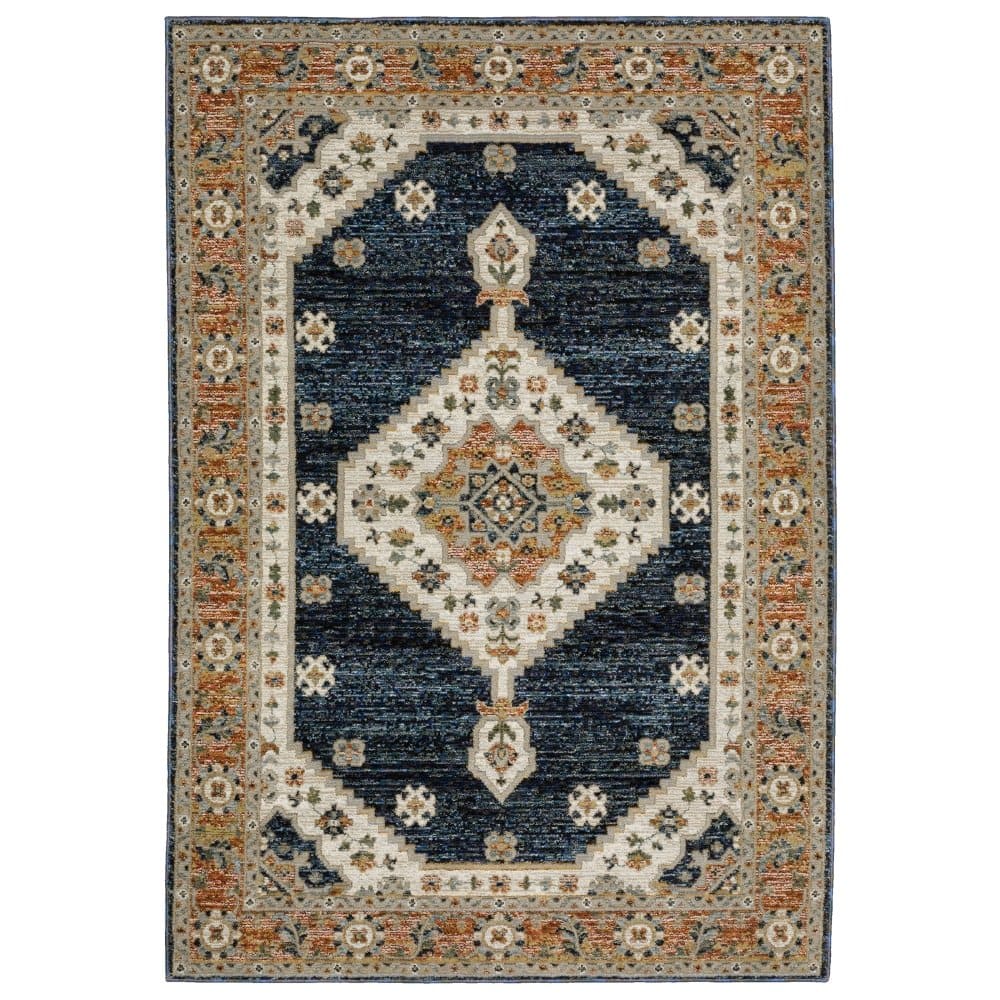 Oriental Weavers Andorra 2281E Blue Bohemian Medallion Nylon Indoor Area Rectangle Rug (SAK17309)