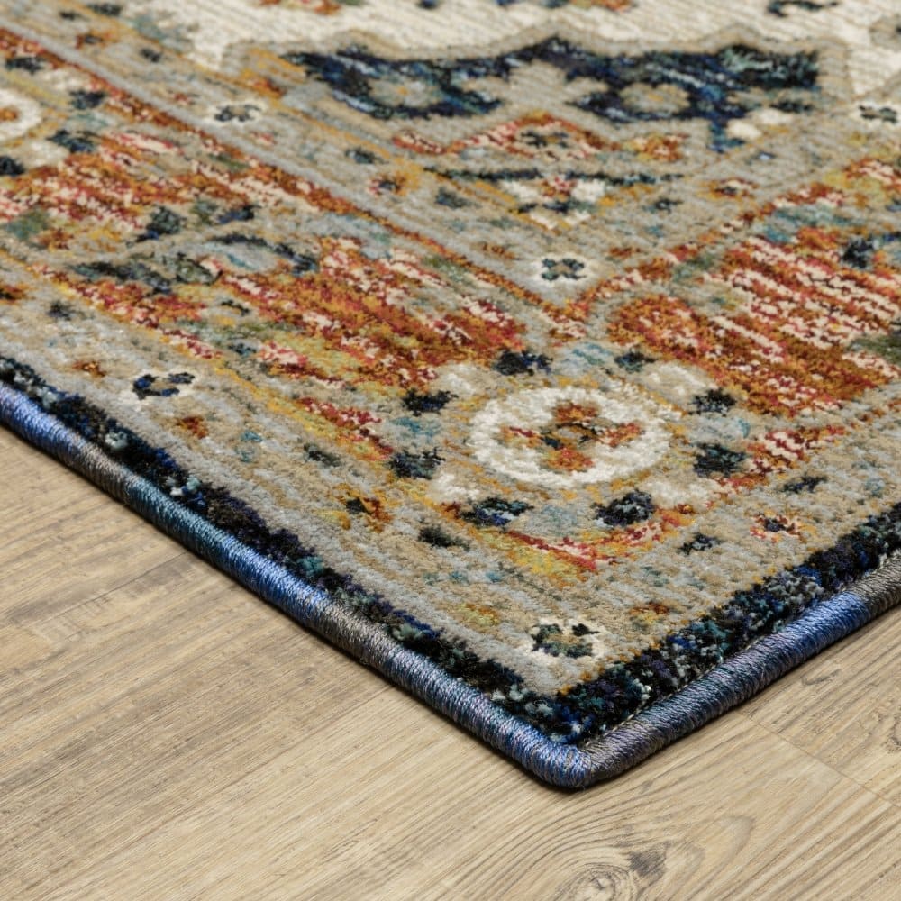 Oriental Weavers Andorra 2281E Blue Bohemian Medallion Nylon Indoor Area Rectangle Rug (SAK17309)