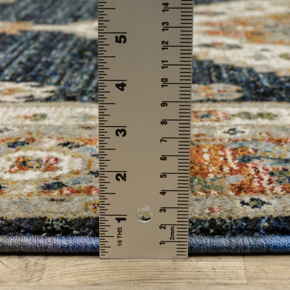 Oriental Weavers Andorra 2281E Blue Bohemian Medallion Nylon Indoor Area Rectangle Rug (SAK17309)
