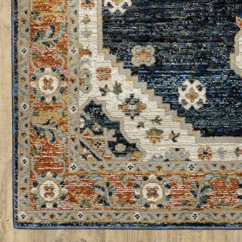 Oriental Weavers Andorra 2281E Blue Bohemian Medallion Nylon Indoor Area Rectangle Rug (SAK17309)