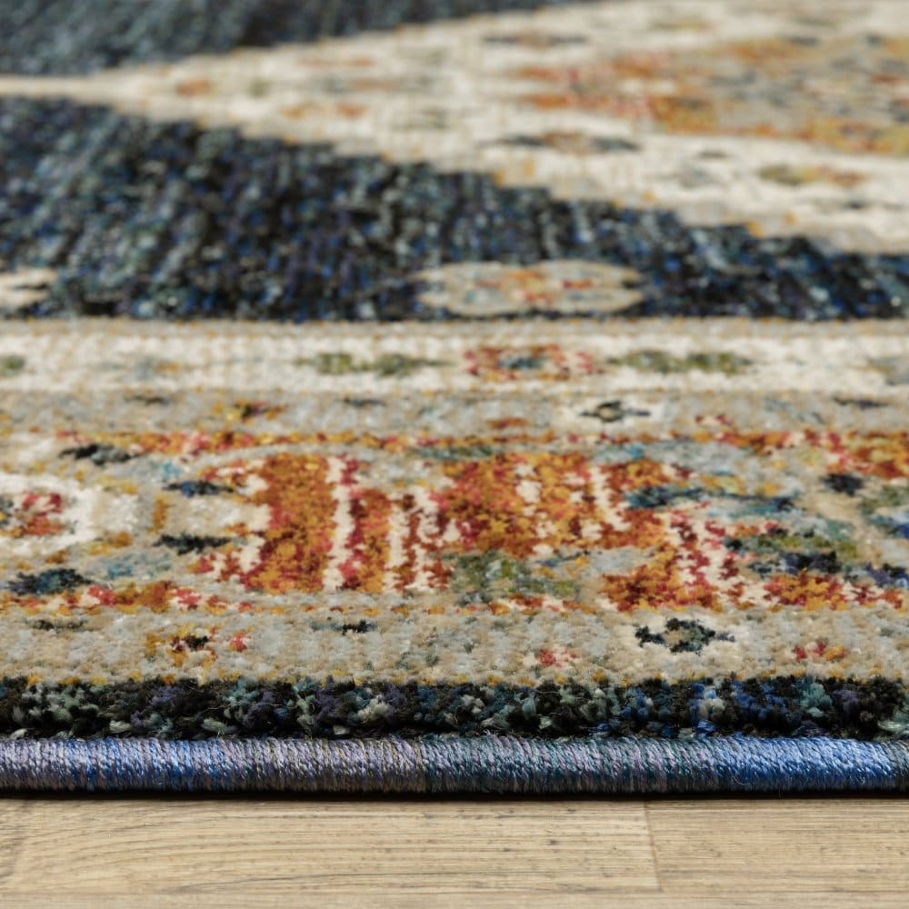 Oriental Weavers Andorra 2281E Blue Bohemian Medallion Nylon Indoor Area Rectangle Rug (SAK17309)