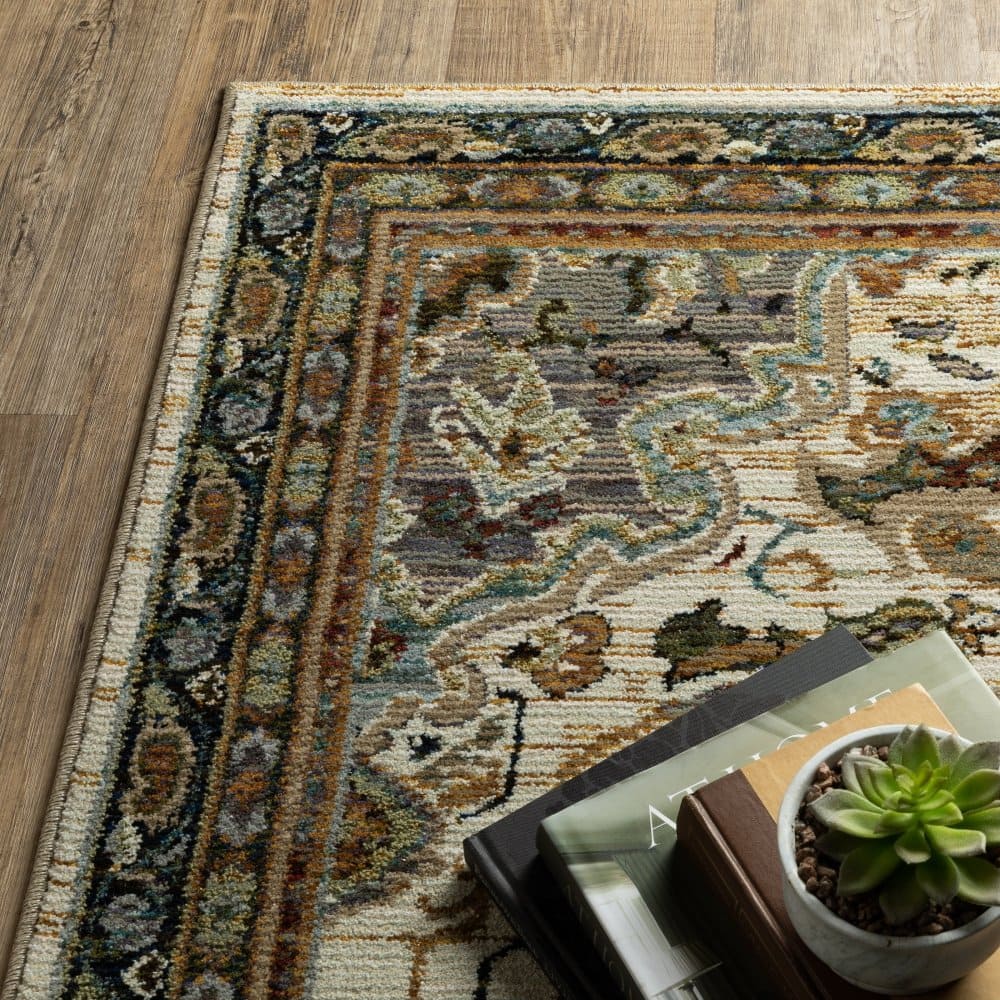 Oriental Weavers Andorra 2281E Blue Bohemian Medallion Nylon Indoor Area Rectangle Rug (SAK17309)