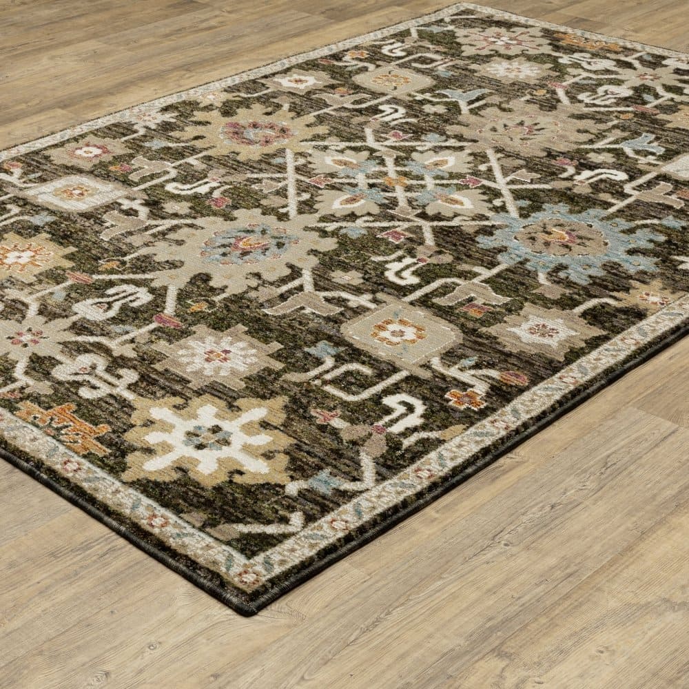 Oriental Weavers Andorra 2396B Brown Bohemian Oriental Nylon Indoor Area Rectangle Rug (SAK13689)