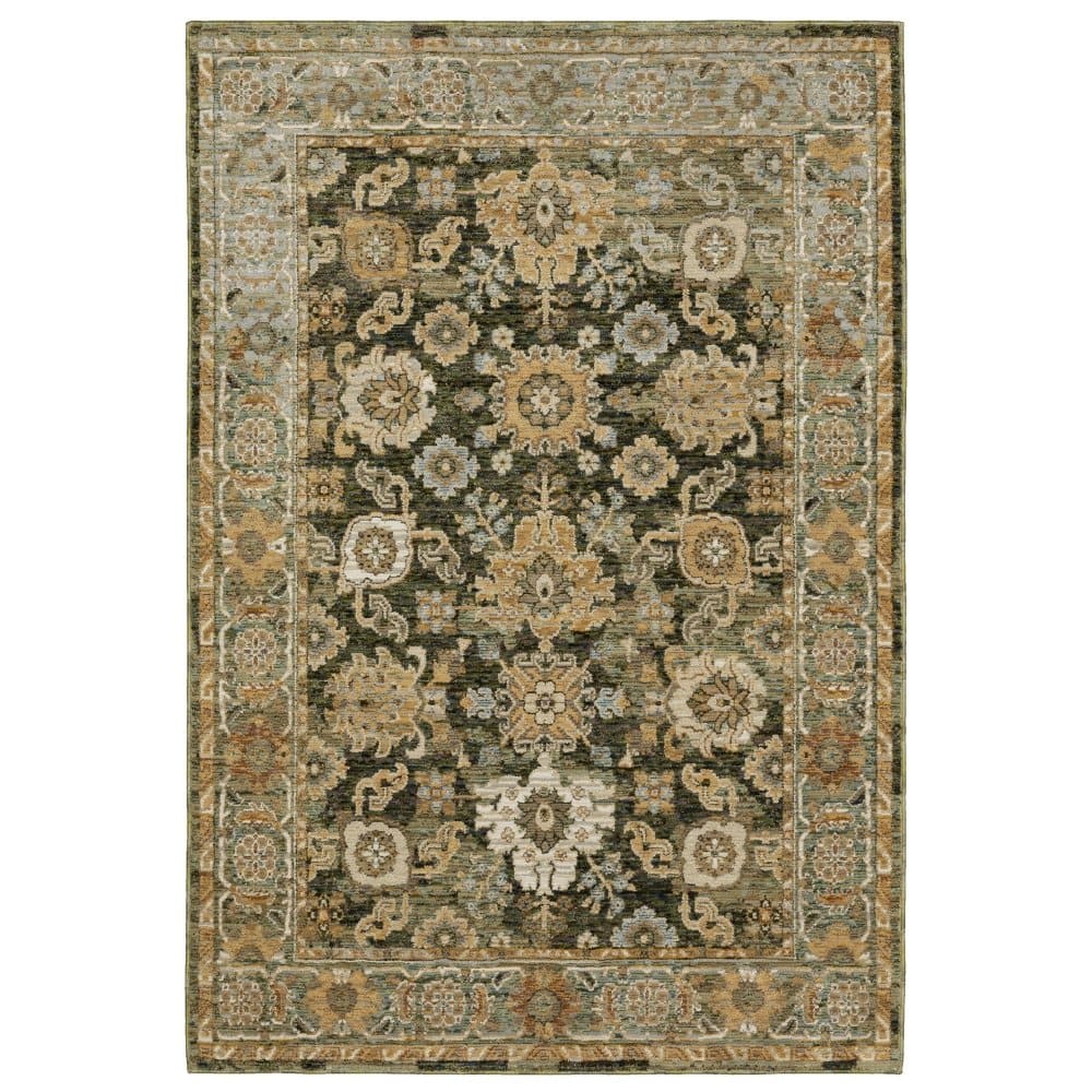 Oriental Weavers Andorra 2417B Green Traditional Oriental Nylon Indoor Area Rectangle Rug (SAK52106)