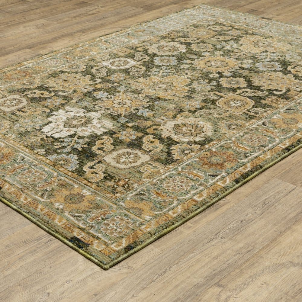 Oriental Weavers Andorra 2417B Green Traditional Oriental Nylon Indoor Area Rectangle Rug (SAK52106)