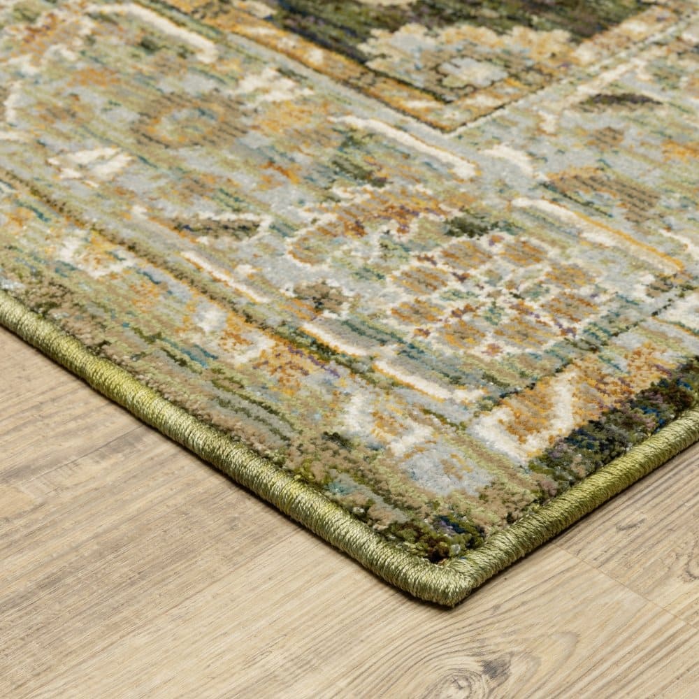 Oriental Weavers Andorra 2417B Green Traditional Oriental Nylon Indoor Area Rectangle Rug (SAK52106)