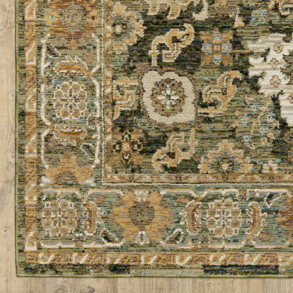 Oriental Weavers Andorra 2417B Green Traditional Oriental Nylon Indoor Area Rectangle Rug (SAK52106)