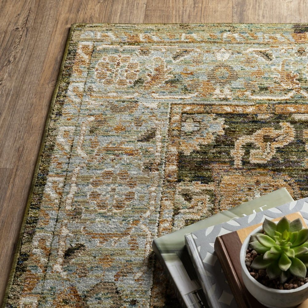 Oriental Weavers Andorra 2417B Green Traditional Oriental Nylon Indoor Area Rectangle Rug (SAK52106)