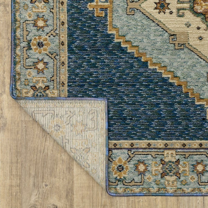 ORIENTAL WEAVERS Andorra 2430A Blue Traditional Medallion Nylon Indoor Area Rectangle Rug (SAK98765)