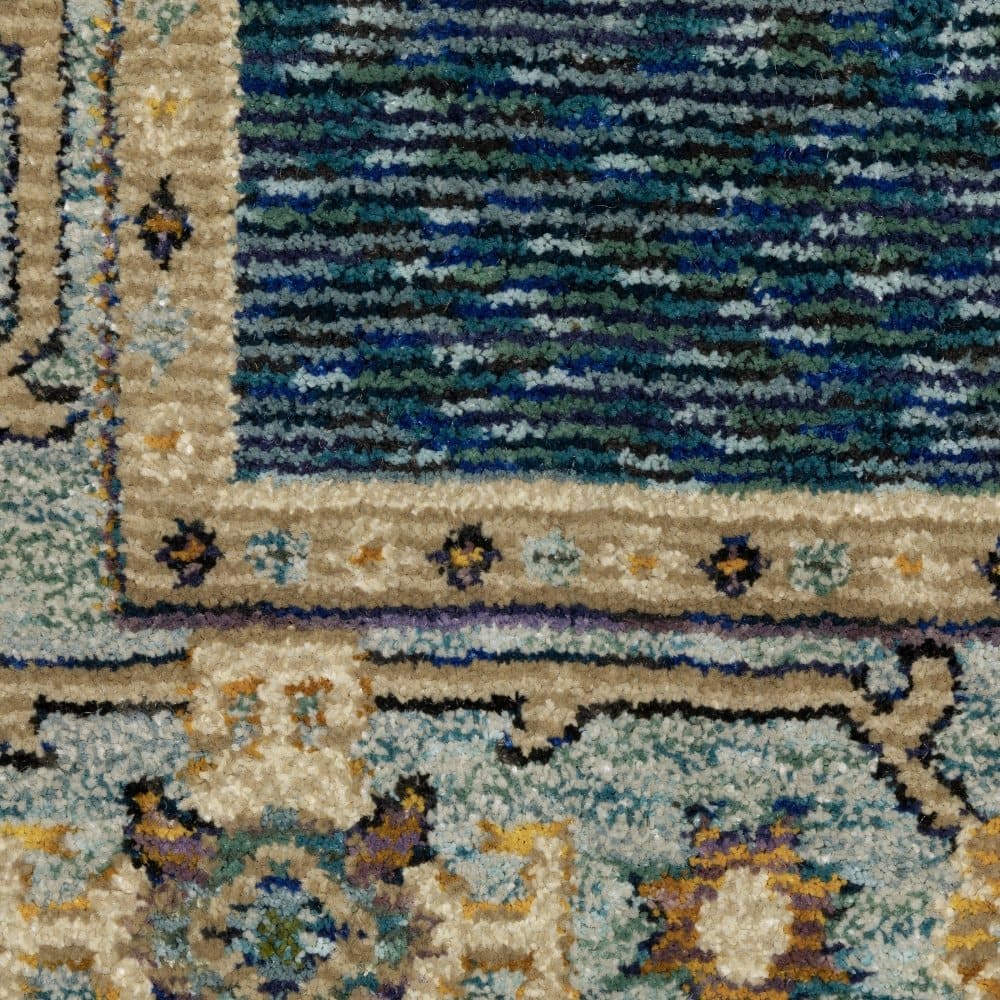 Oriental Weavers Andorra 2430A Blue Traditional Medallion Nylon Indoor Area Rectangle Rug (SAK98765)