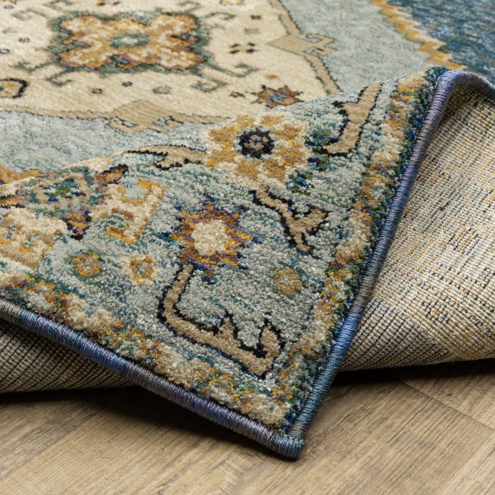 Oriental Weavers Andorra 2430A Blue Traditional Medallion Nylon Indoor Area Rectangle Rug (SAK98765)