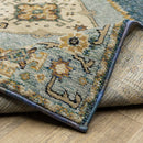 ORIENTAL WEAVERS Andorra 2430A Blue Traditional Medallion Nylon Indoor Area Rectangle Rug (SAK98765)