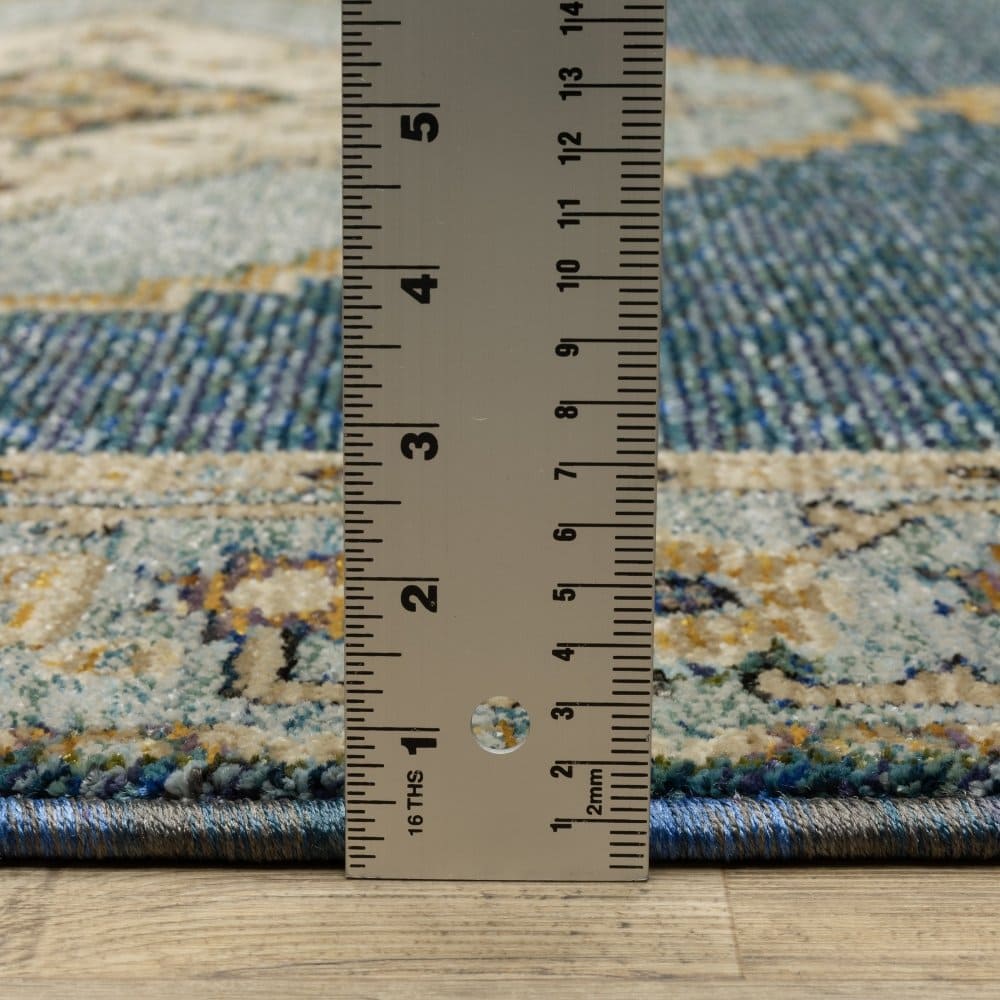 Oriental Weavers Andorra 2430A Blue Traditional Medallion Nylon Indoor Area Rectangle Rug (SAK98765)