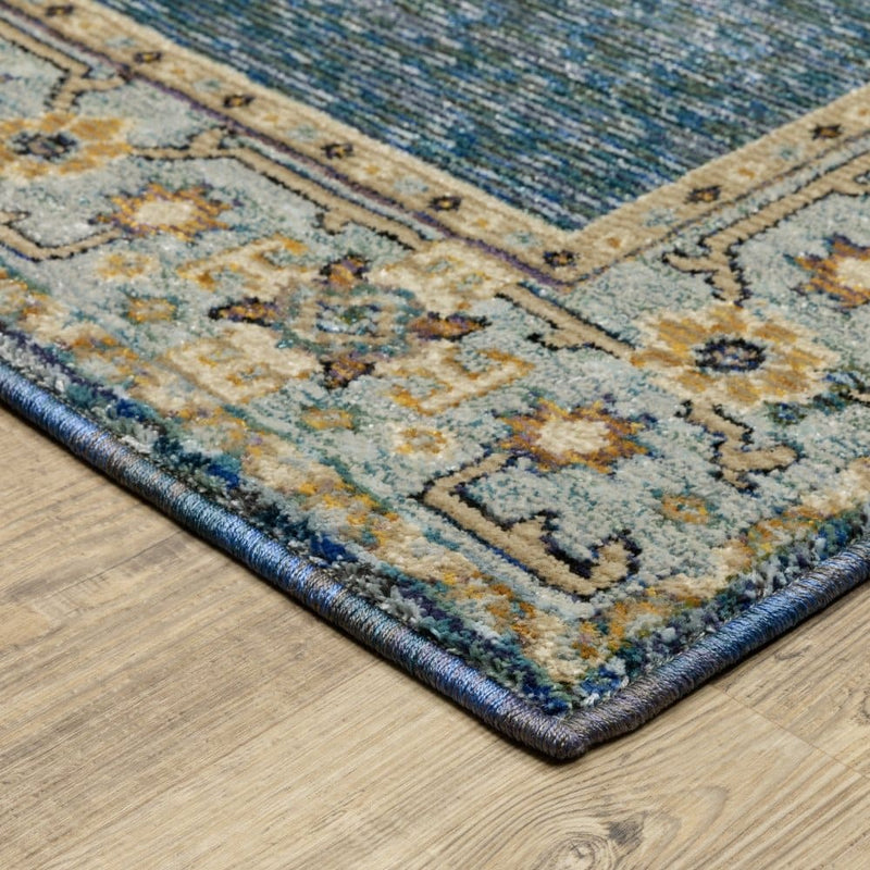 ORIENTAL WEAVERS Andorra 2430A Blue Traditional Medallion Nylon Indoor Area Rectangle Rug (SAK98765)