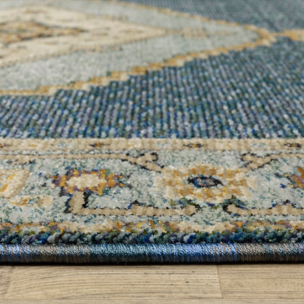 Oriental Weavers Andorra 2430A Blue Traditional Medallion Nylon Indoor Area Rectangle Rug (SAK98765)
