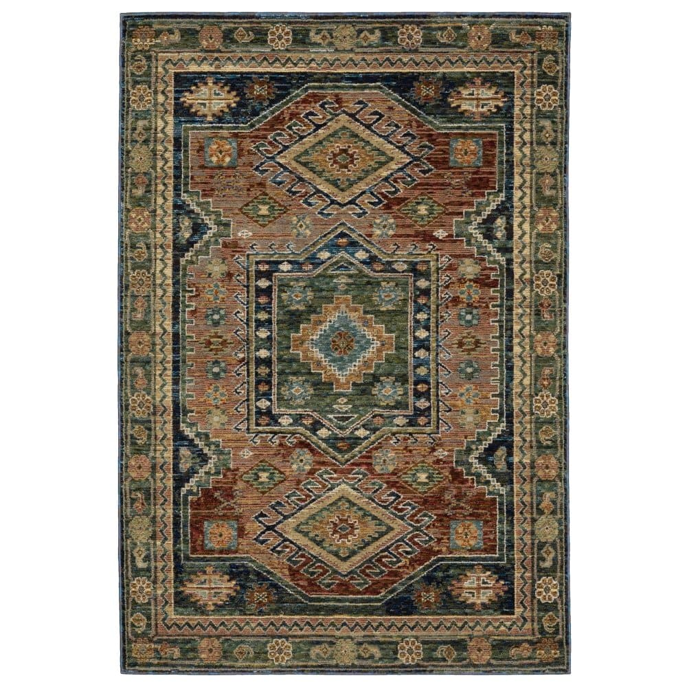 Oriental Weavers Andorra 2442A Blue Southwestern Tribal Nylon Indoor Area Rectangle Rug (SAK54109)