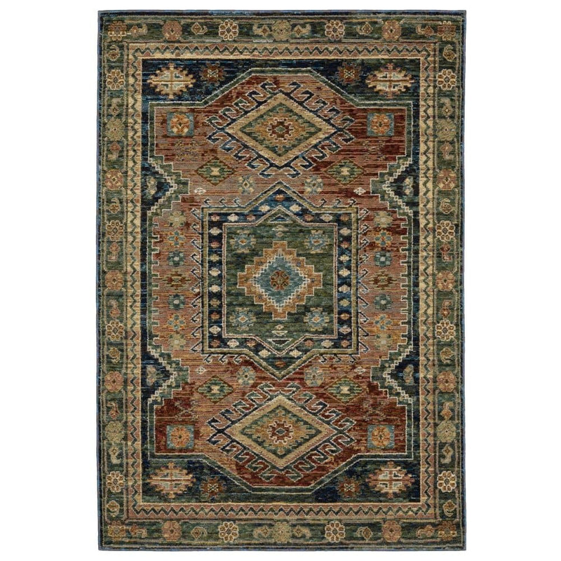 ORIENTAL WEAVERS Andorra 2442A Blue Southwestern Tribal Nylon Indoor Area Rectangle Rug (SAK54109)