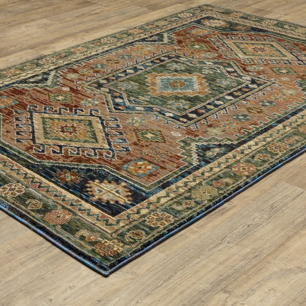 Oriental Weavers Andorra 2442A Blue Southwestern Tribal Nylon Indoor Area Rectangle Rug (SAK54109)